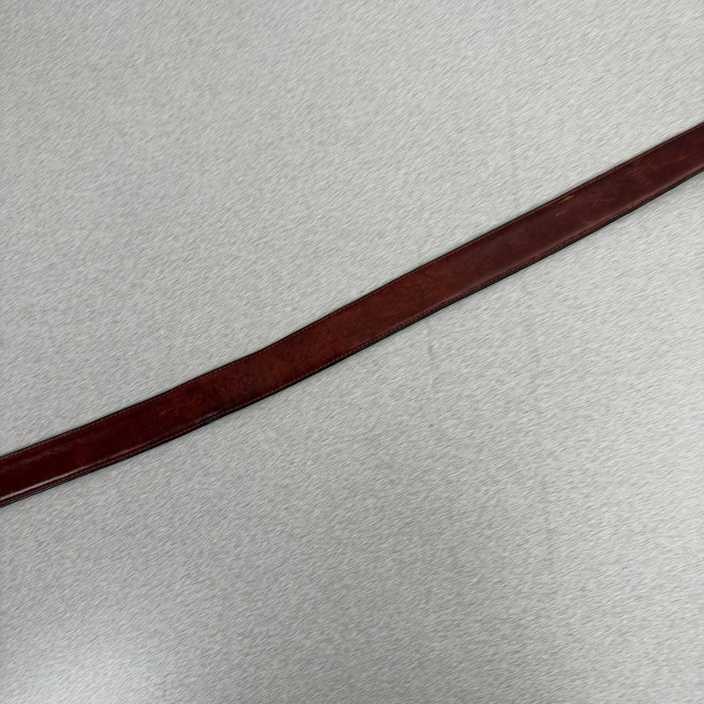 Vera Pelle Belt Mens 30 Brown Leather Stitched Edge Single Prong Buckle Casual